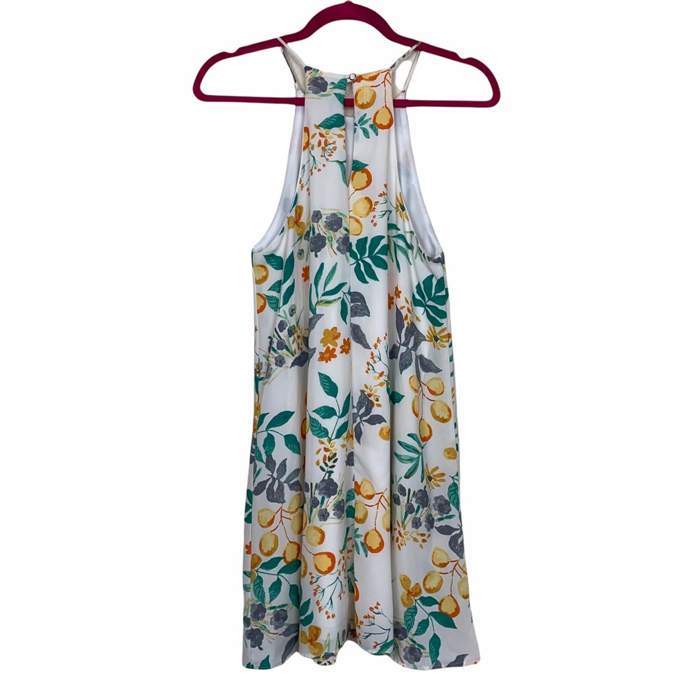 Everly High Neck Botanical Floral Lined Mini Dress - Picture 6 of 8